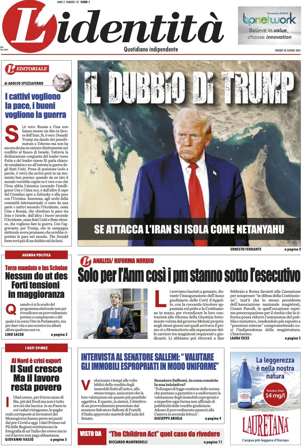 Prima-pagina-l-identita-edizione-di-oggi-20-06-2025