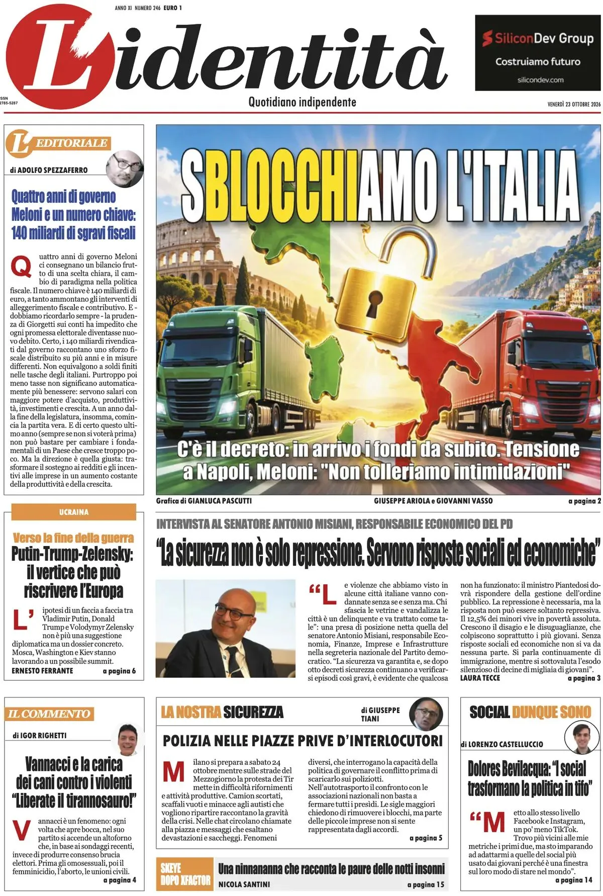 Prima-pagina-l-identita-edizione-di-oggi-23-10-2026