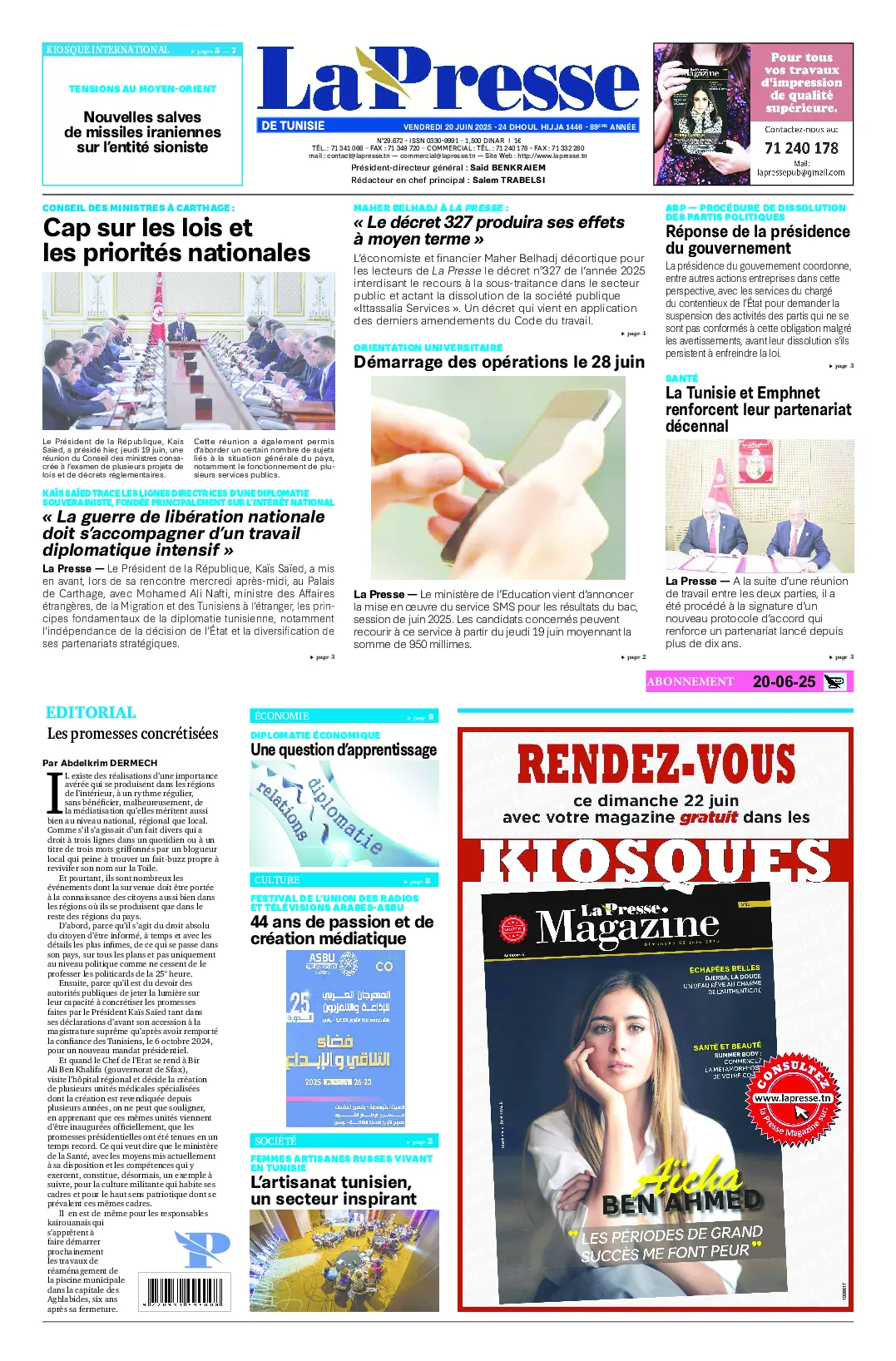 Prima-pagina-del-la-presse-edizione-di-oggi-2025-06-20