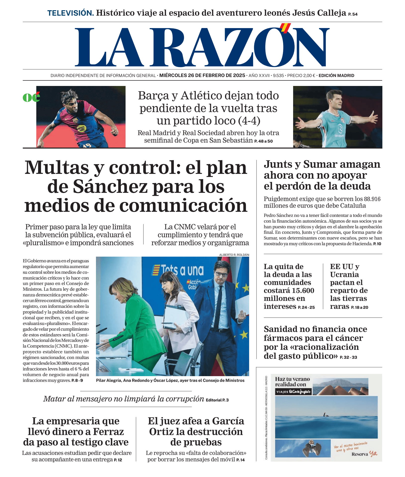 Prima-pagina-la-razon-oggi-edizione-di-oggi-20250226
