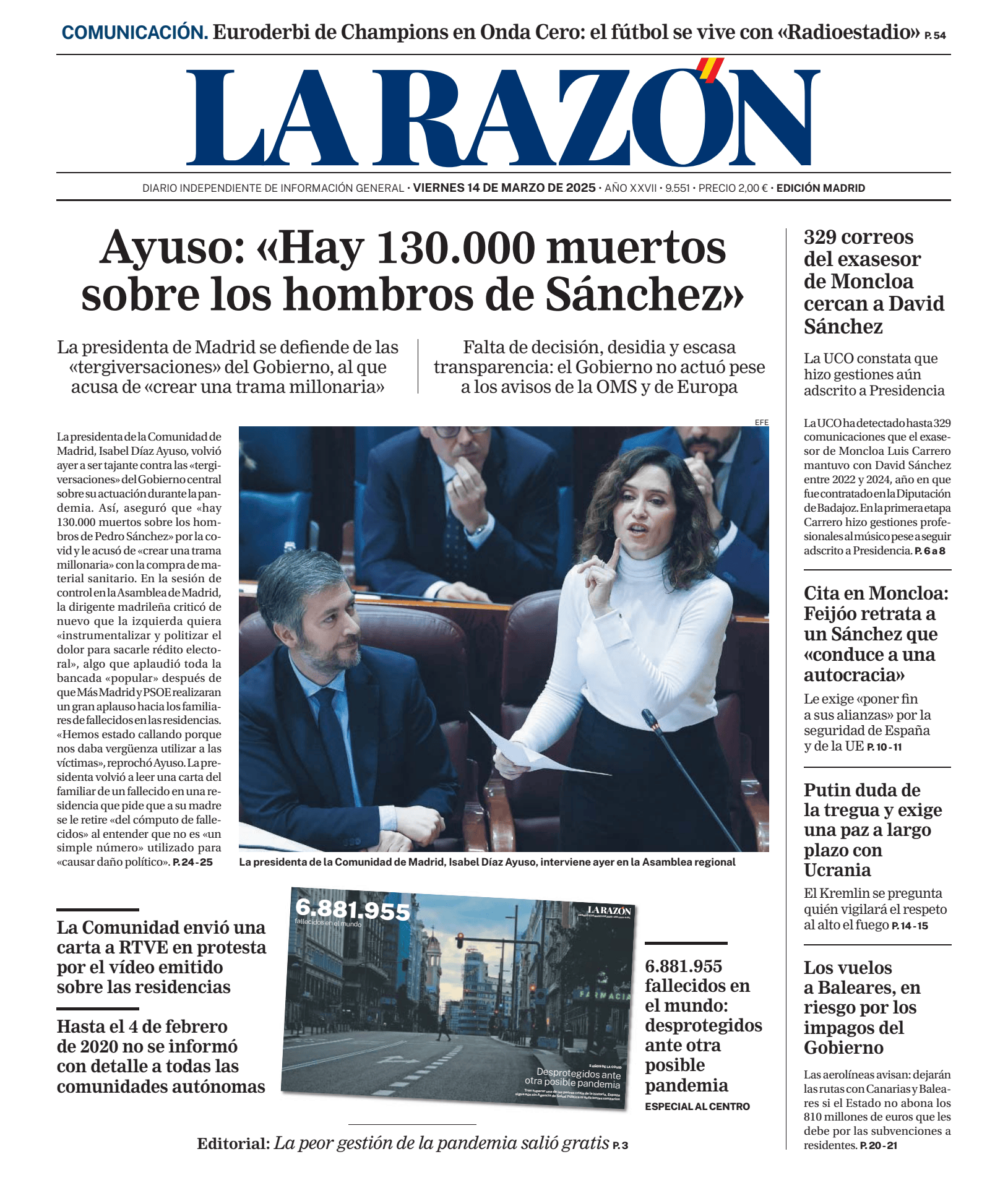 Prima-pagina-la-razon-oggi-edizione-di-oggi-20250314