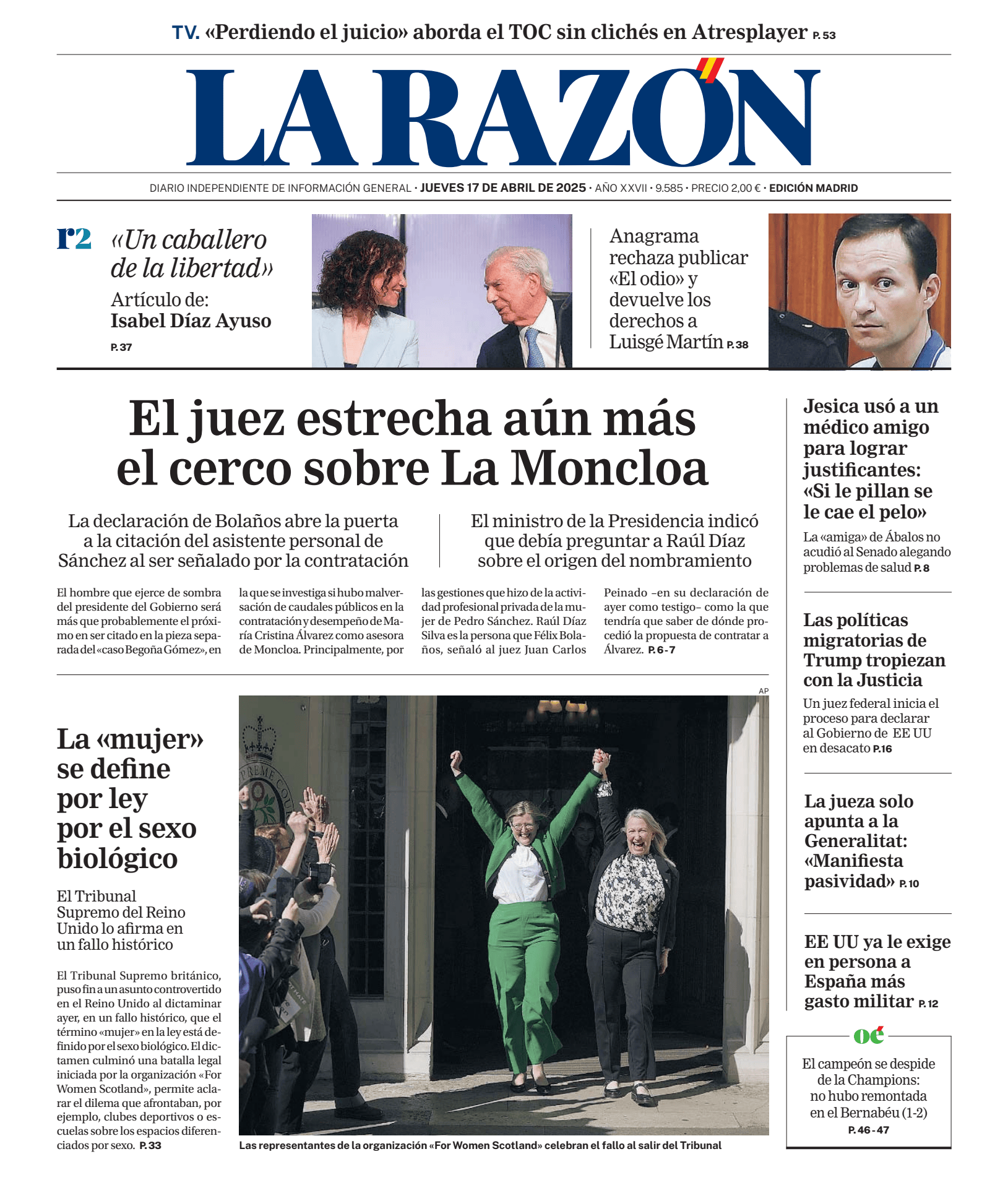 Prima-pagina-la-razon-oggi-edizione-di-oggi-20250417