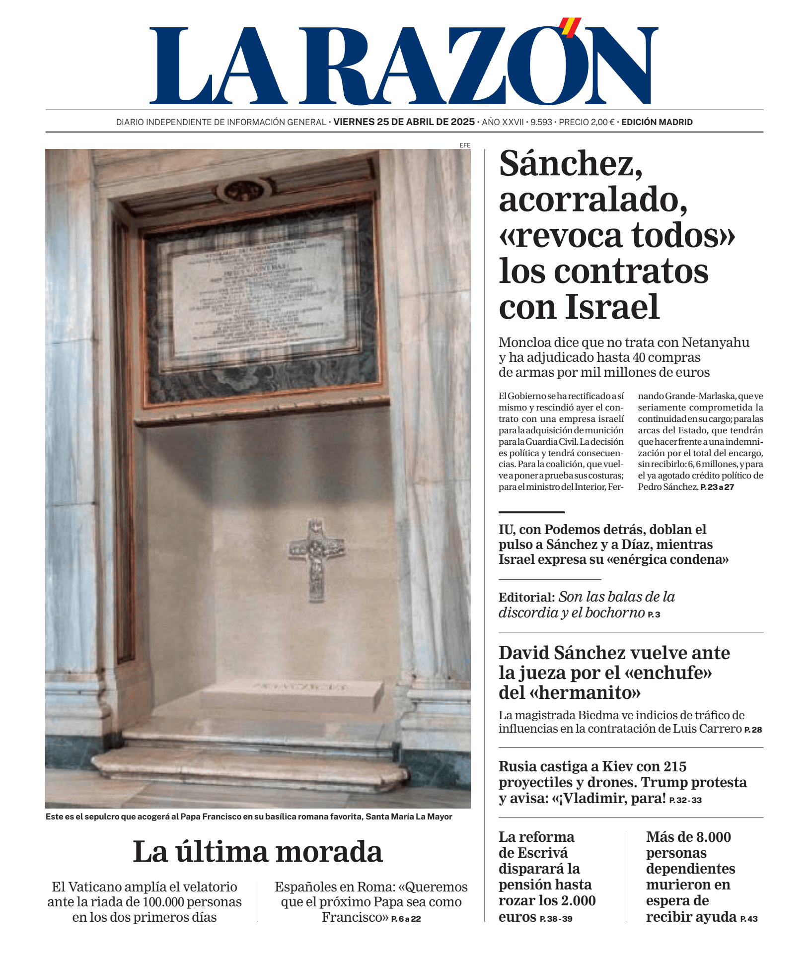 Prima-pagina-la-razon-oggi-edizione-di-oggi-20250425