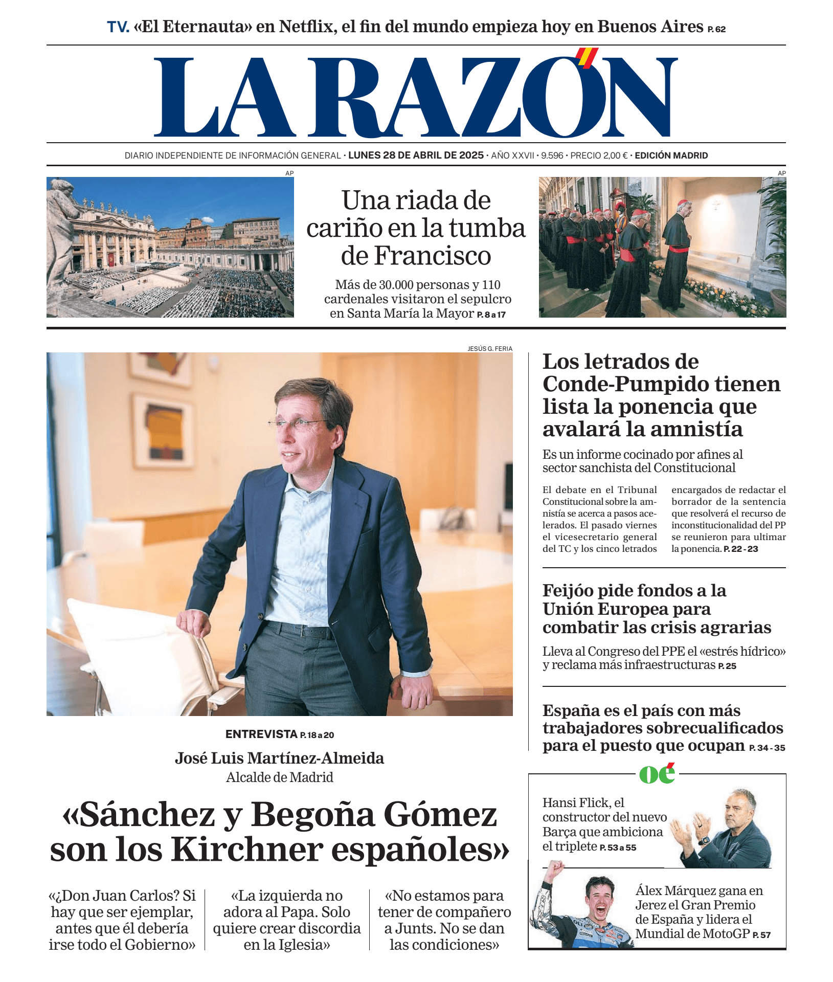 Prima-pagina-la-razon-oggi-edizione-di-oggi-20250428