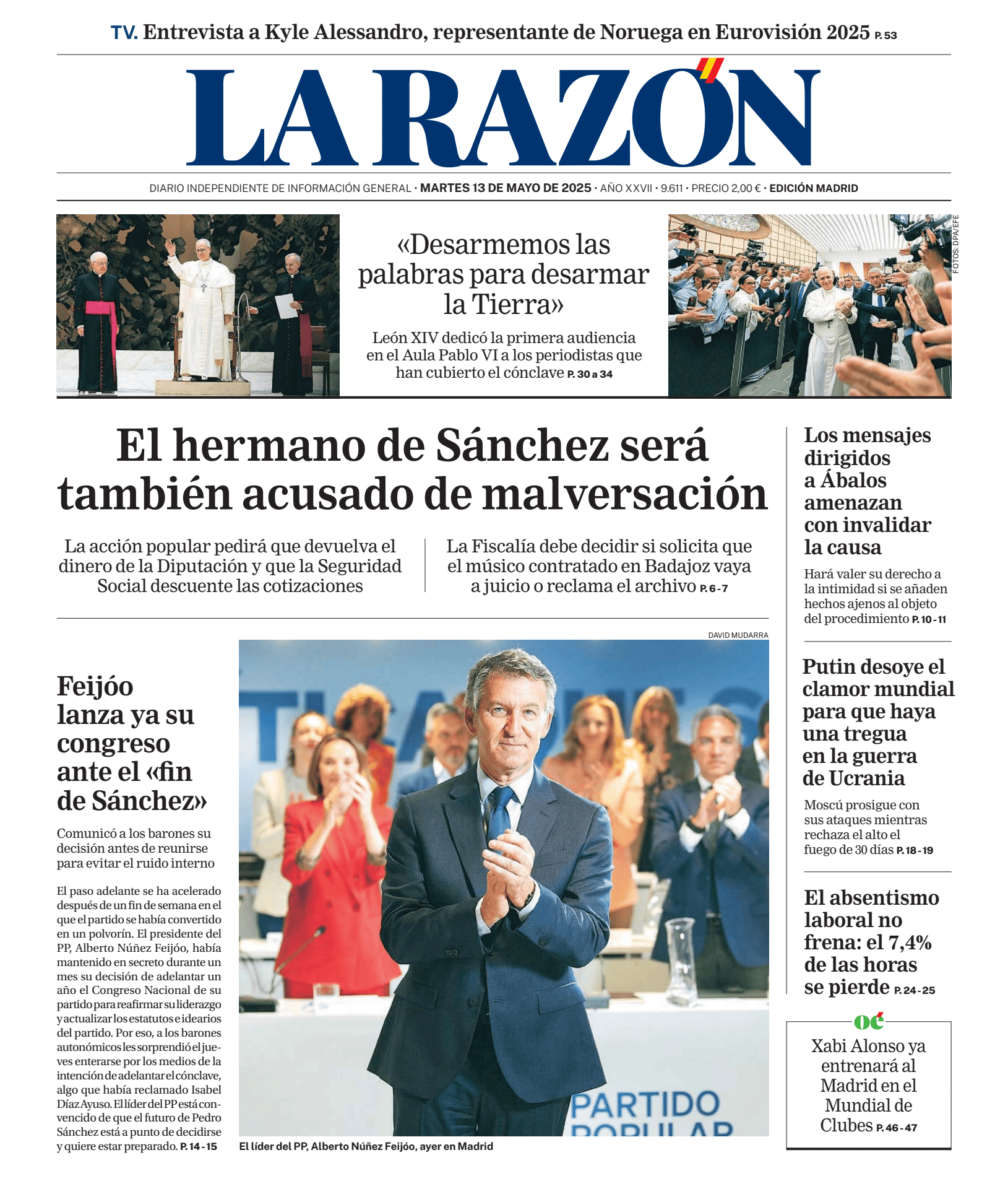Prima-pagina-la-razon-oggi-edizione-di-oggi-20250513