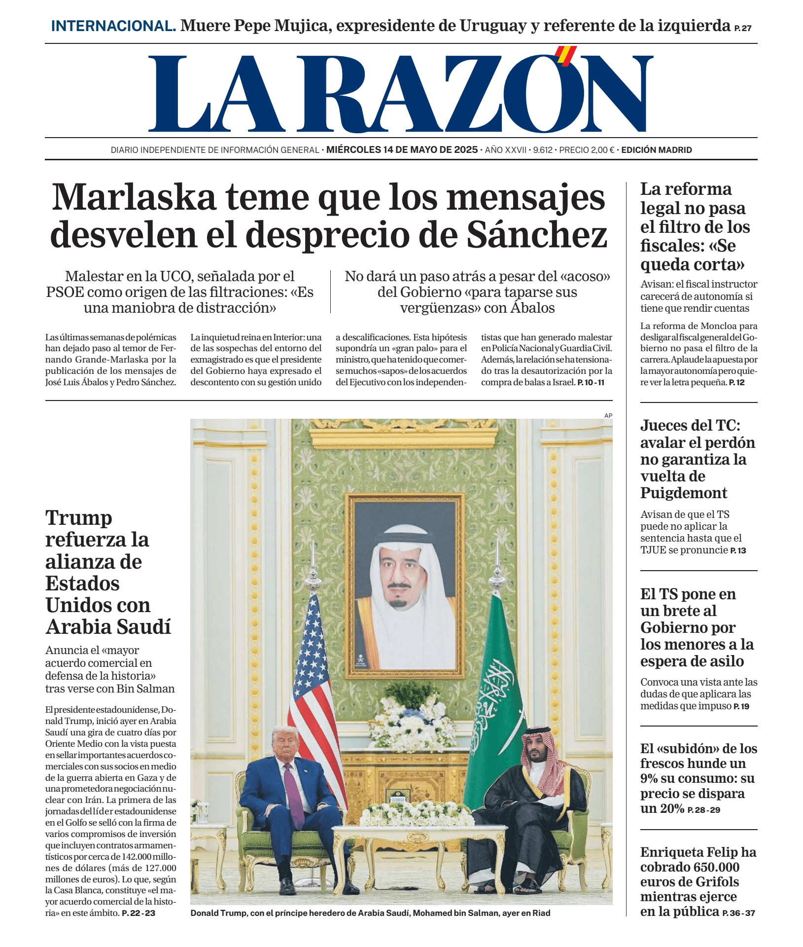 Prima-pagina-la-razon-oggi-edizione-di-oggi-20250514