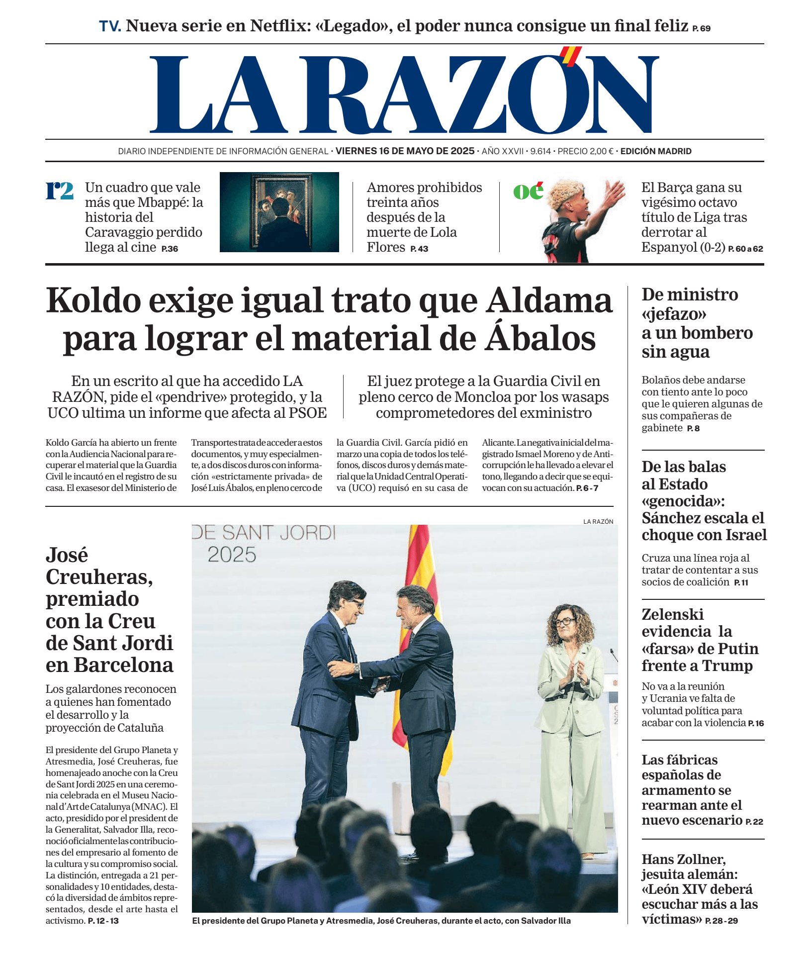Prima-pagina-la-razon-oggi-edizione-di-oggi-20250516
