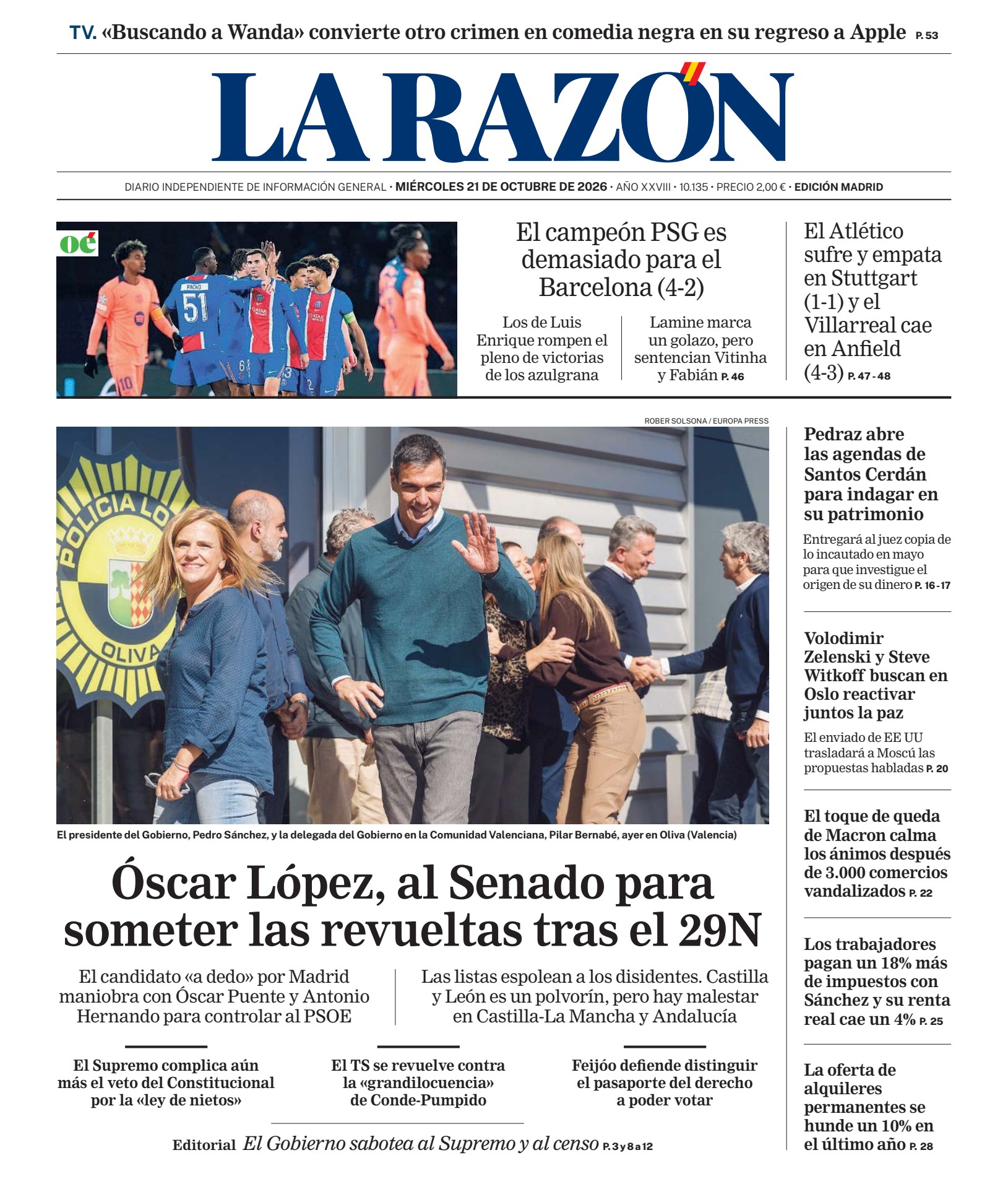 Prima-pagina-la-razon-oggi-edizione-di-oggi-20261021