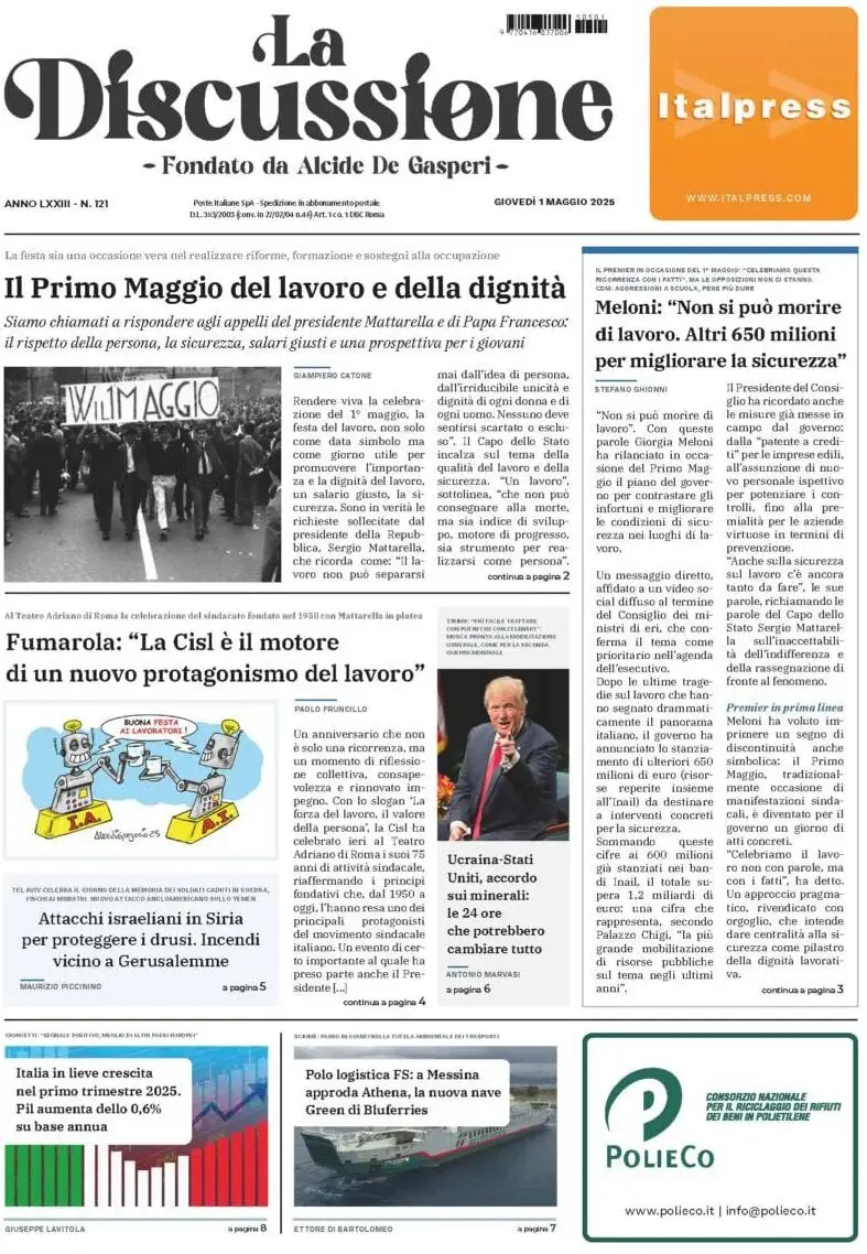 Prima-pagina-la-discussione-edizione-di-oggi-02-05-2025