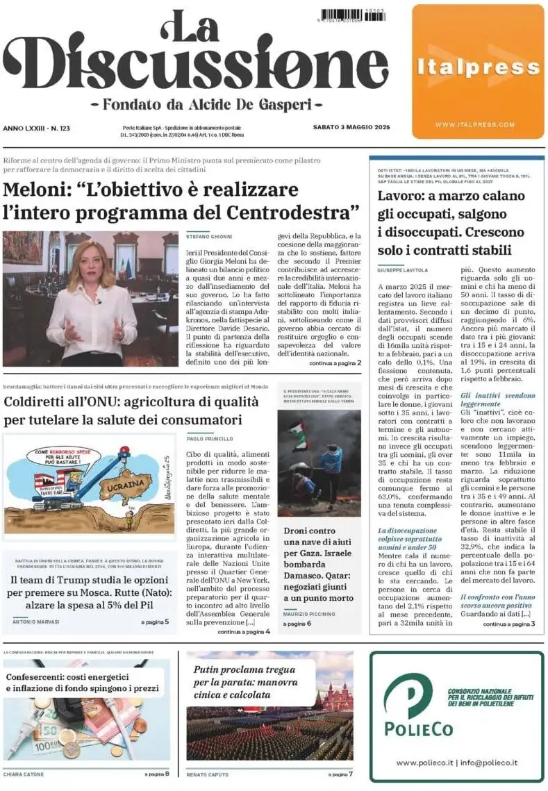 Prima-pagina-la-discussione-edizione-di-oggi-03-05-2025