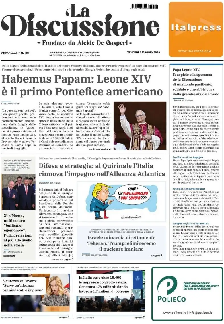 Prima-pagina-la-discussione-edizione-di-oggi-09-05-2025