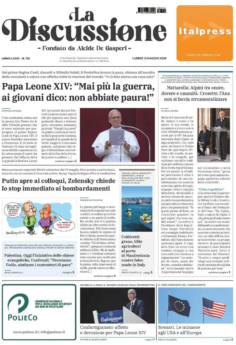 Prima-pagina-la-discussione-edizione-di-oggi-12-05-2025