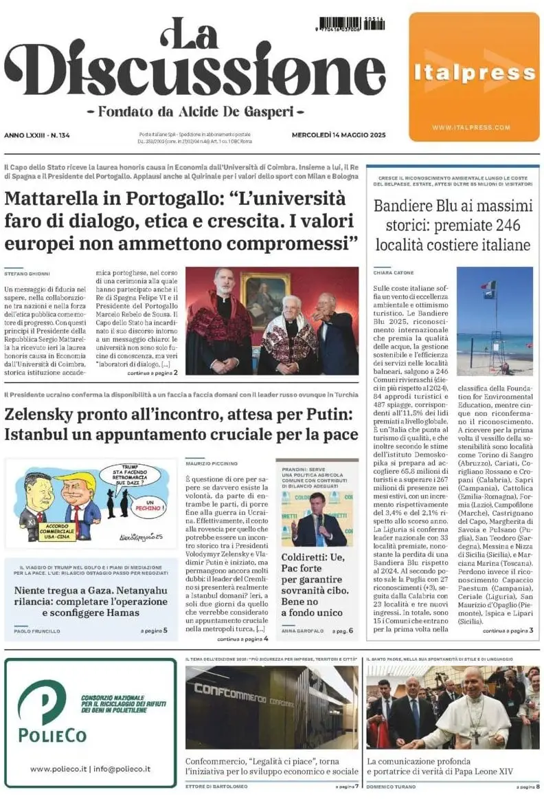 Prima-pagina-la-discussione-edizione-di-oggi-14-05-2025