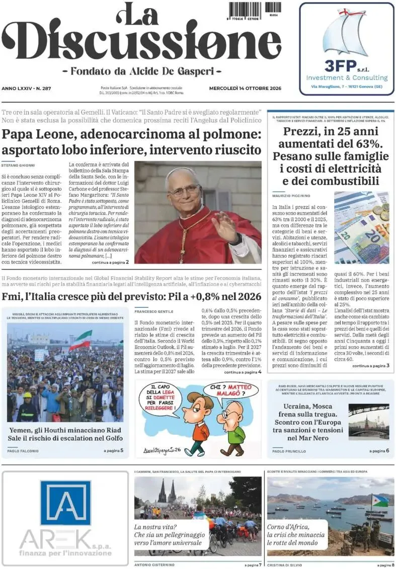 Prima-pagina-la-discussione-edizione-di-oggi-14-10-2026