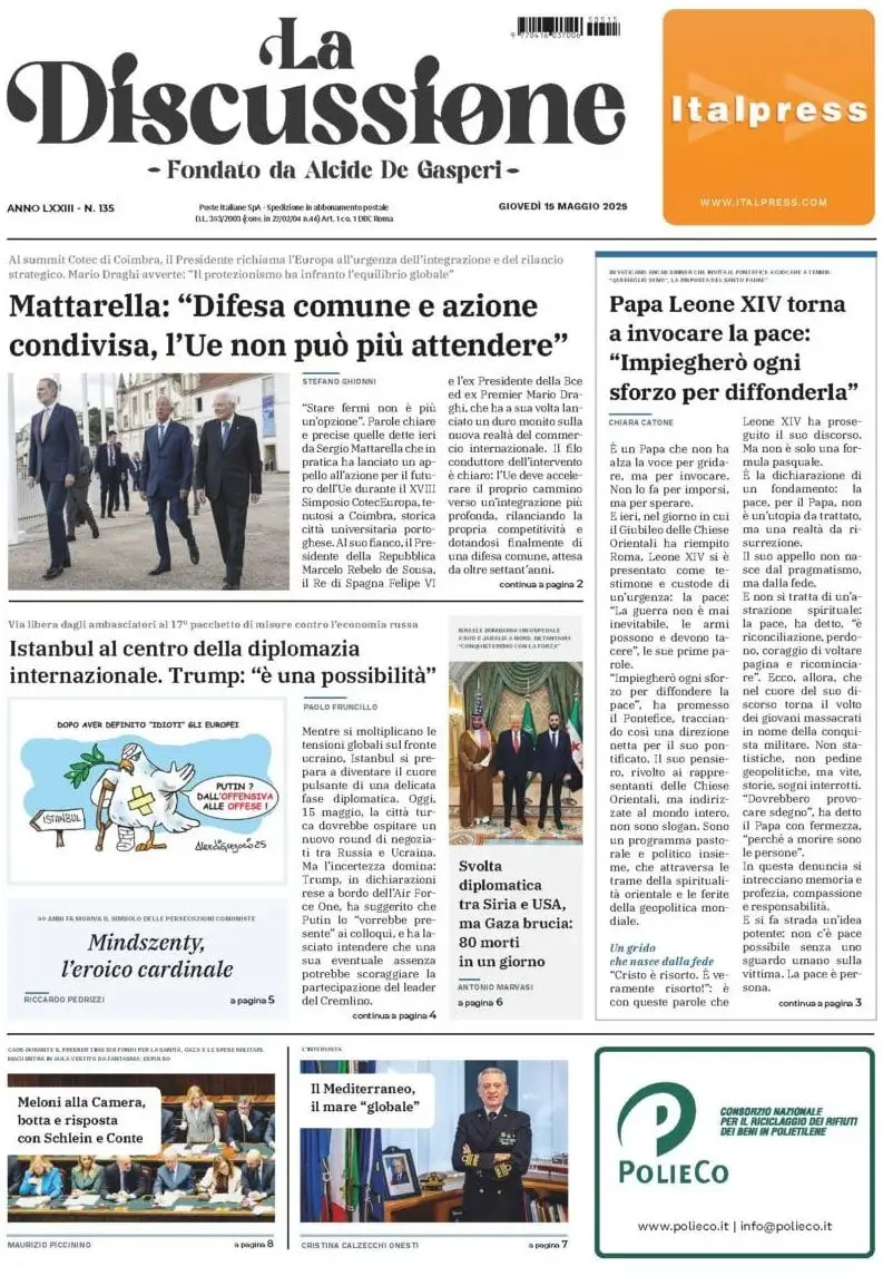 Prima-pagina-la-discussione-edizione-di-oggi-15-05-2025