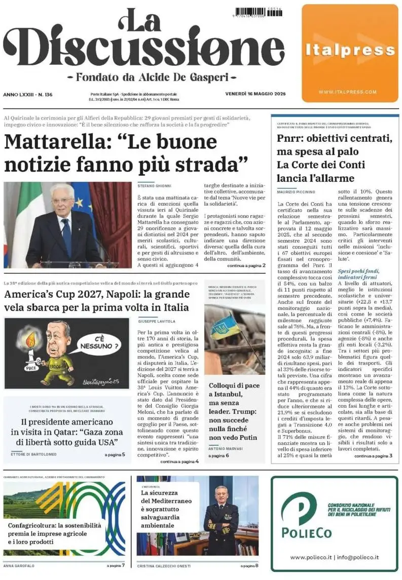 Prima-pagina-la-discussione-edizione-di-oggi-16-05-2025