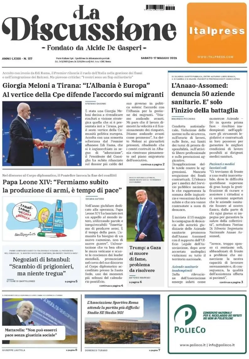 Prima-pagina-la-discussione-edizione-di-oggi-17-05-2025