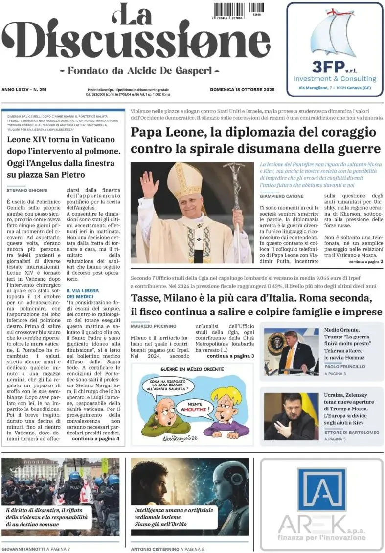 Prima-pagina-la-discussione-edizione-di-oggi-18-10-2026