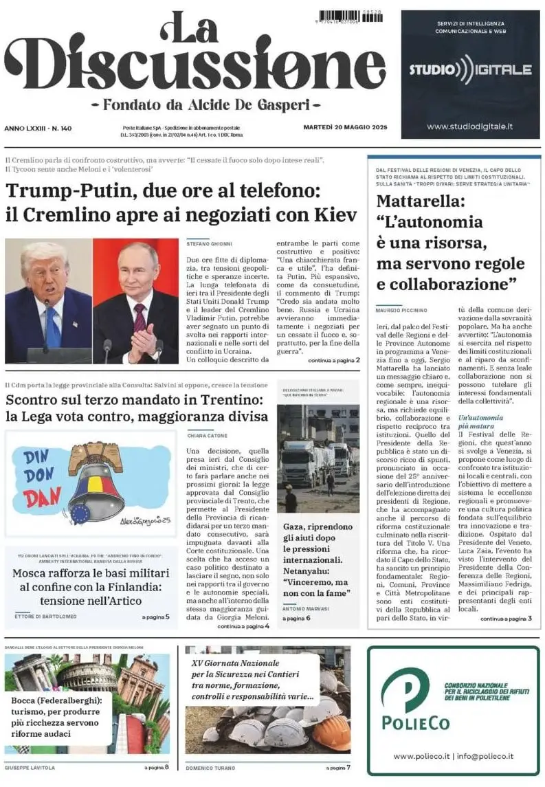 Prima-pagina-la-discussione-edizione-di-oggi-20-05-2025