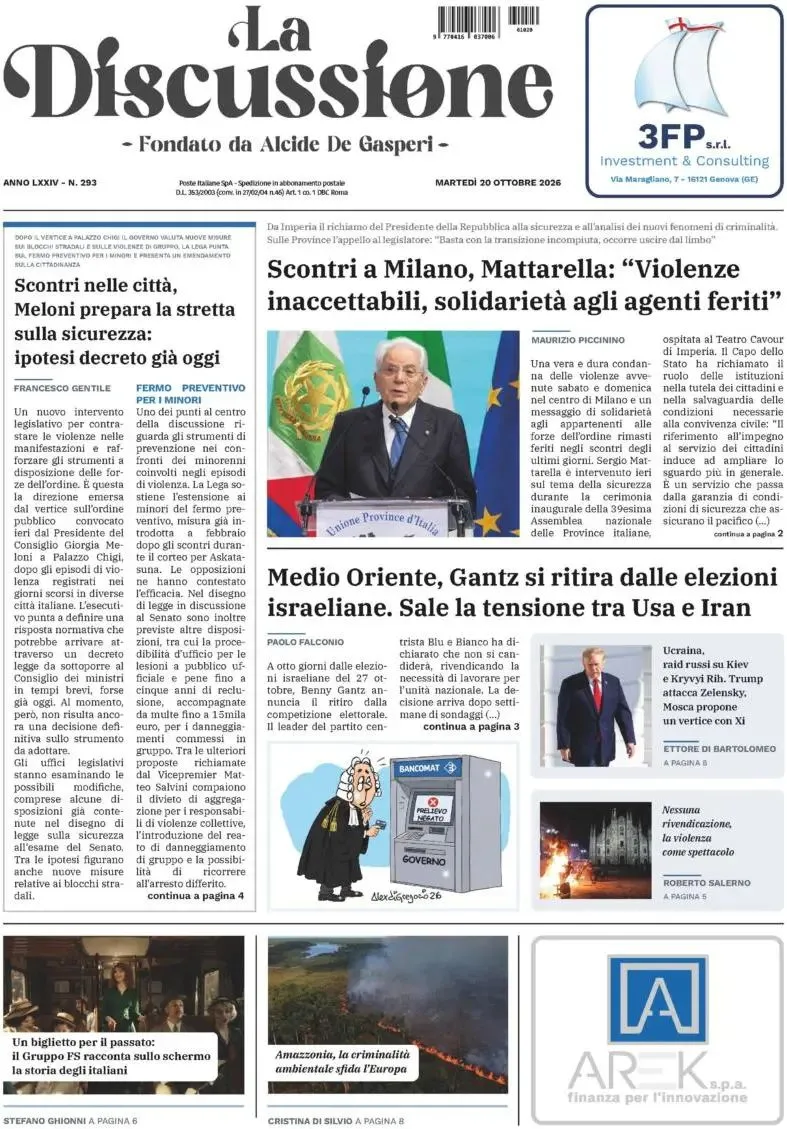 Prima-pagina-la-discussione-edizione-di-oggi-20-10-2026