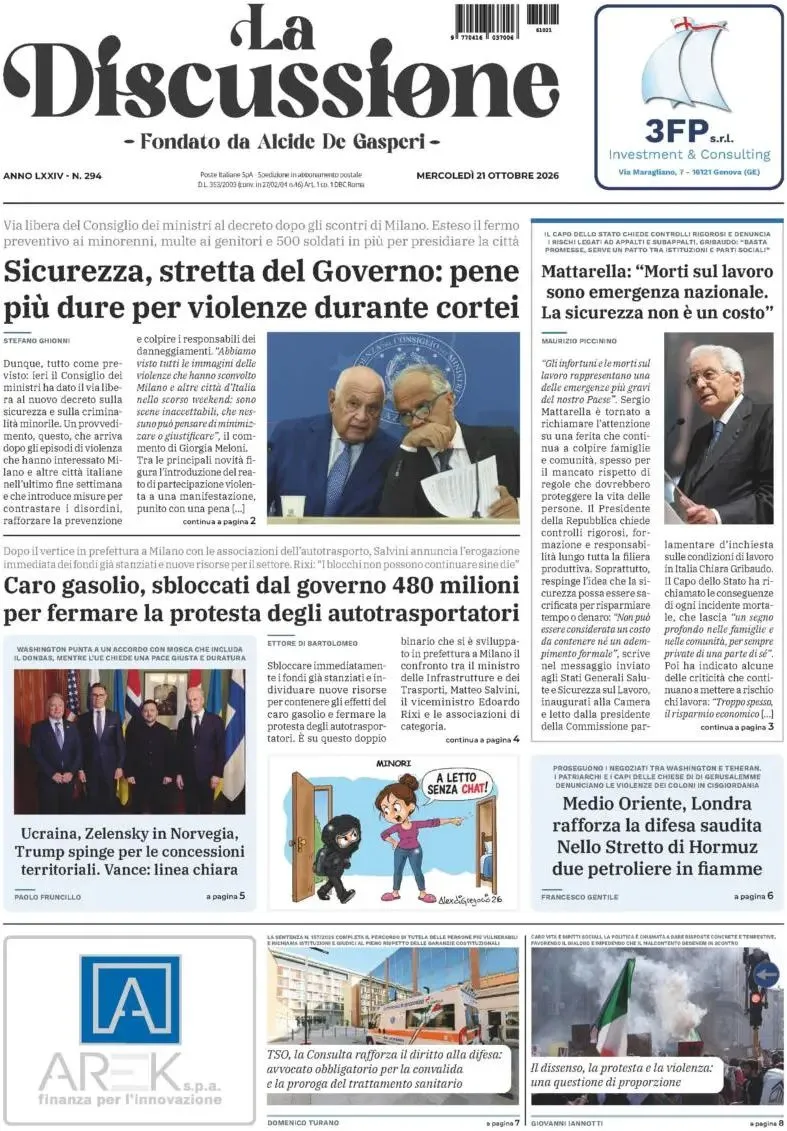 Prima-pagina-la-discussione-edizione-di-oggi-21-10-2026