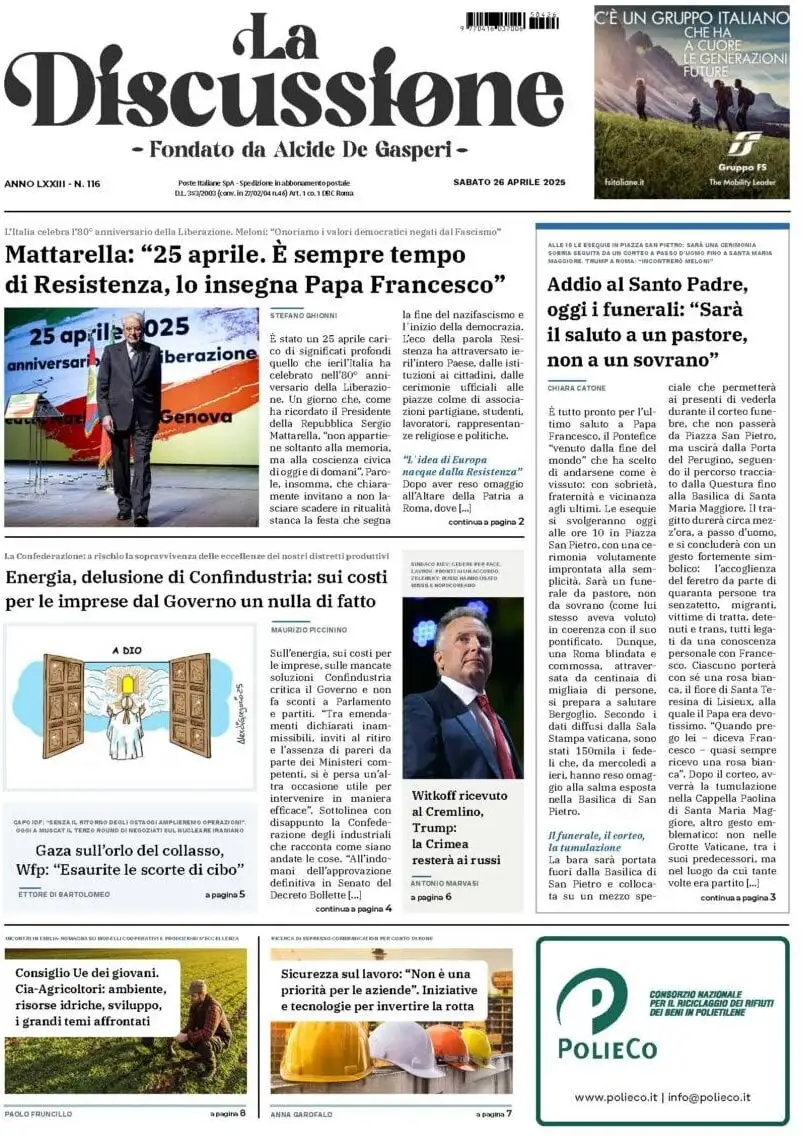Prima-pagina-la-discussione-edizione-di-oggi-26-04-2025