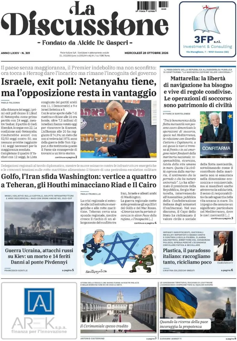 Prima-pagina-la-discussione-edizione-di-oggi-28-10-2026