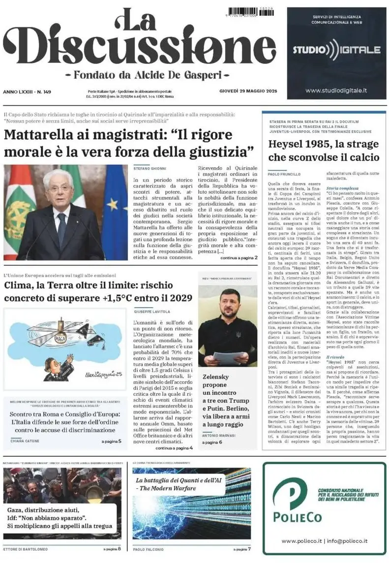 Prima-pagina-la-discussione-edizione-di-oggi-29-05-2025