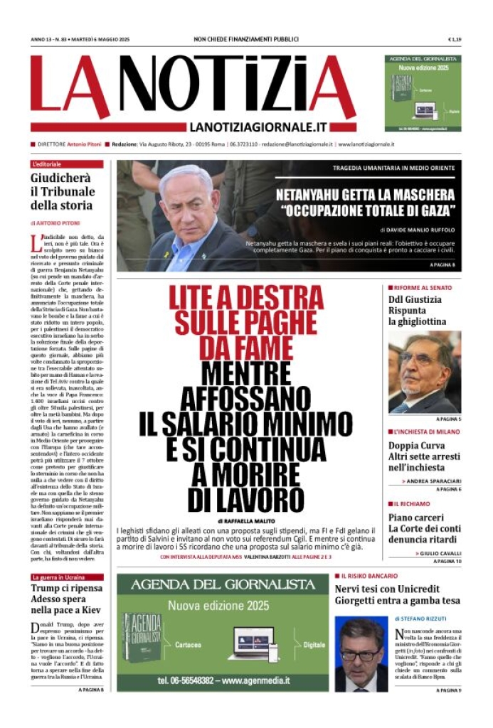 Prima-pagina-la-notizia-giornale-edizione-del-2025-05-06