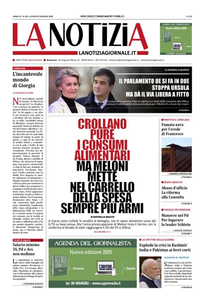 Prima-pagina-la-notizia-giornale-edizione-del-2025-05-08