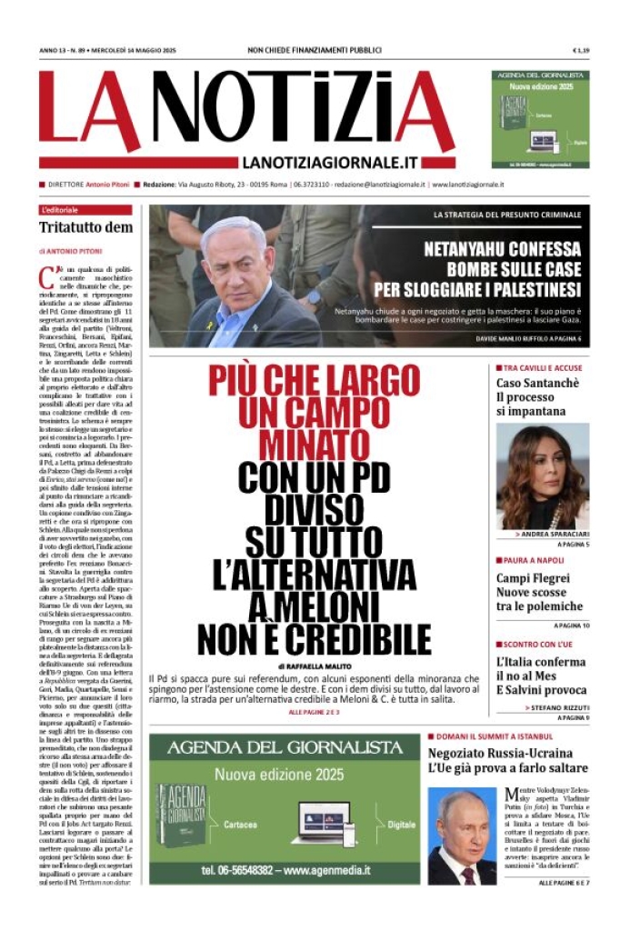 Prima-pagina-la-notizia-giornale-edizione-del-2025-05-14