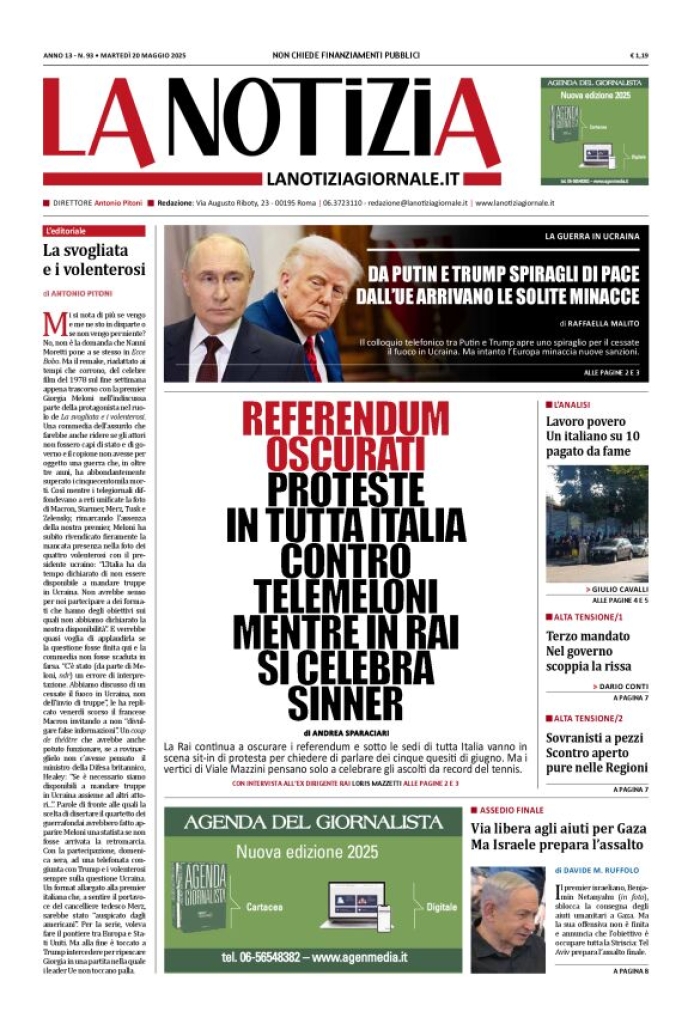Prima-pagina-la-notizia-giornale-edizione-del-2025-05-20