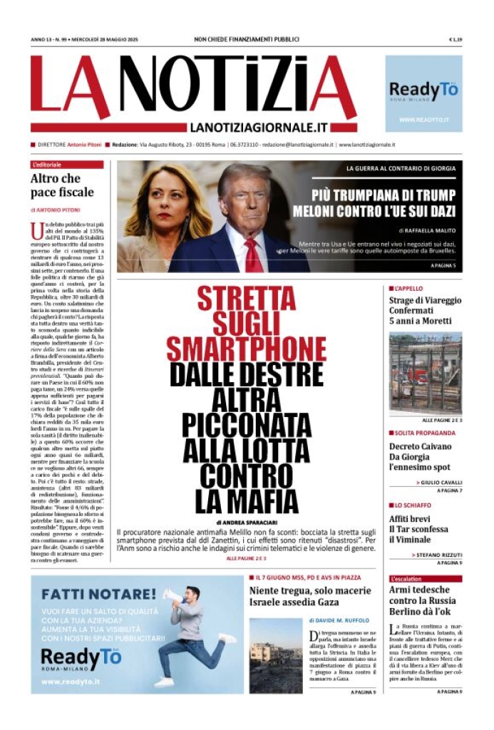Prima-pagina-la-notizia-giornale-edizione-del-2025-05-28