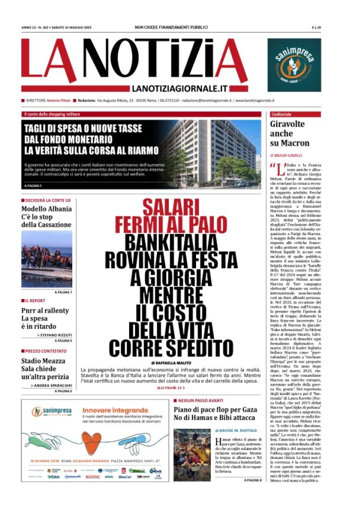 Prima-pagina-la-notizia-giornale-edizione-del-2025-05-31