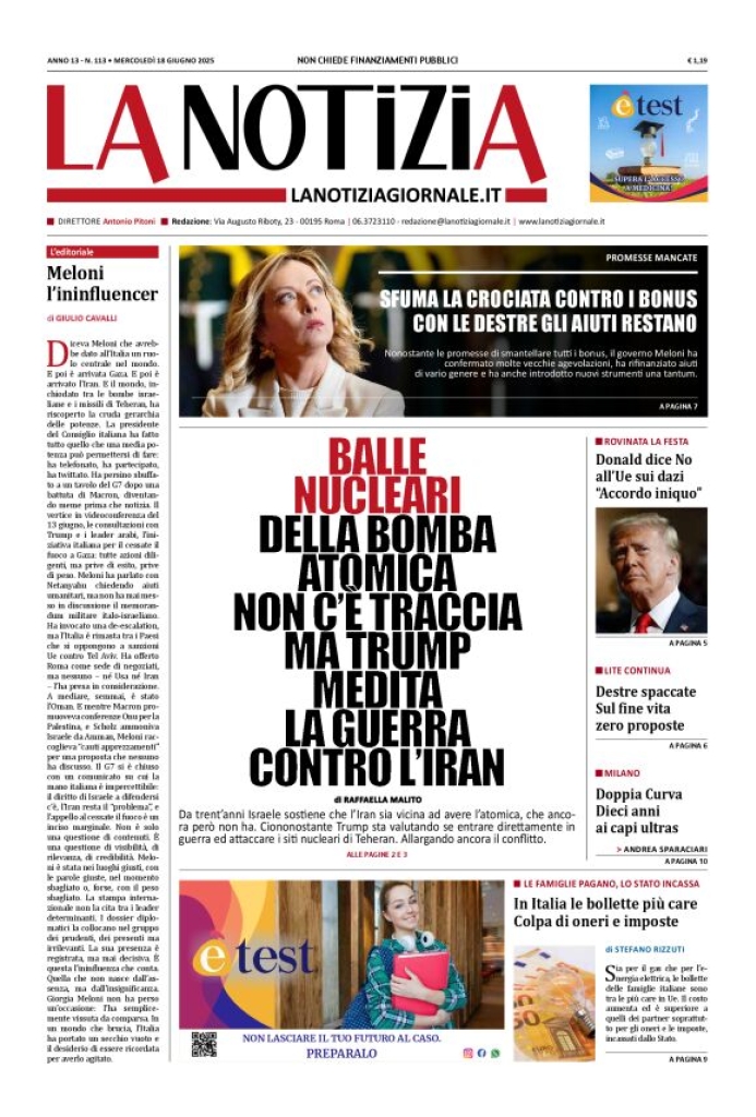 Prima-pagina-la-notizia-giornale-edizione-del-2025-06-18