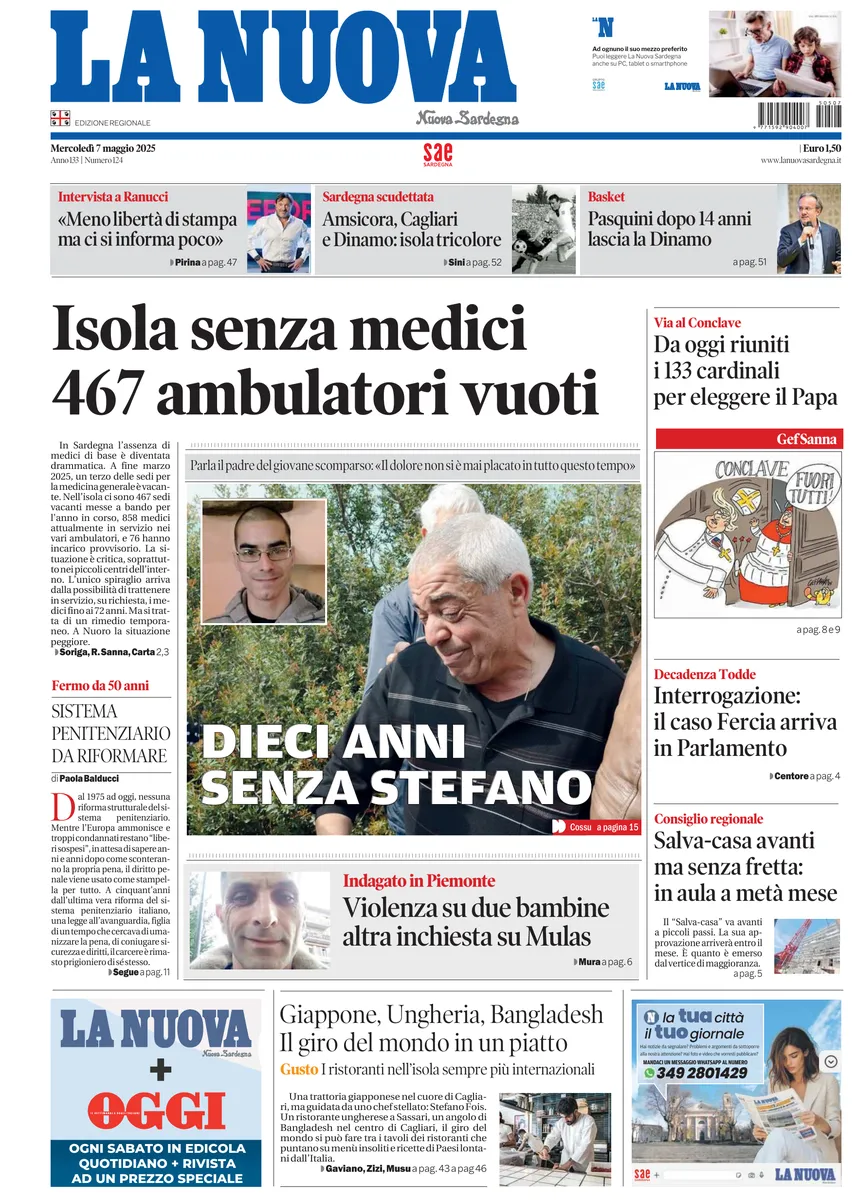 Prima-pagina-la-nuova-sardegna-oggi-oggi-edizione-del-2025-05-07