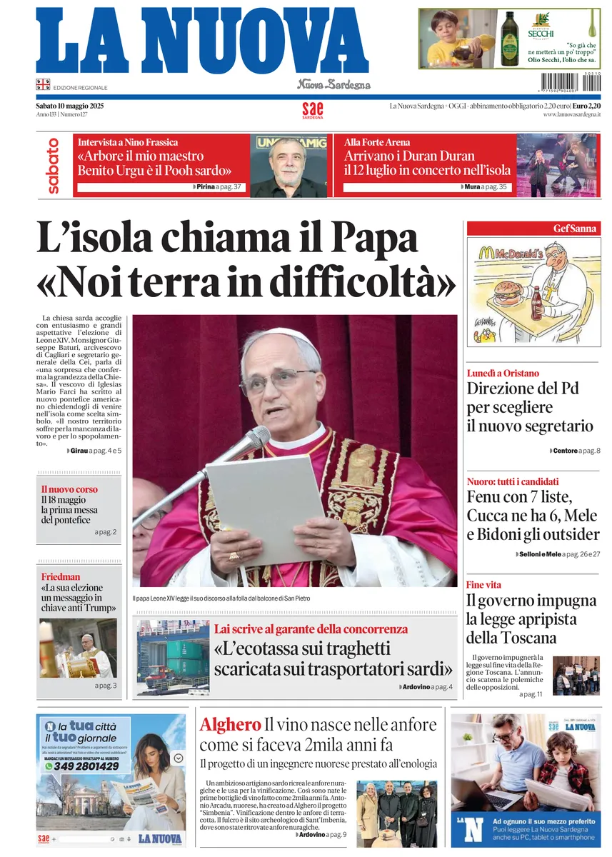 Prima-pagina-la-nuova-sardegna-oggi-oggi-edizione-del-2025-05-10