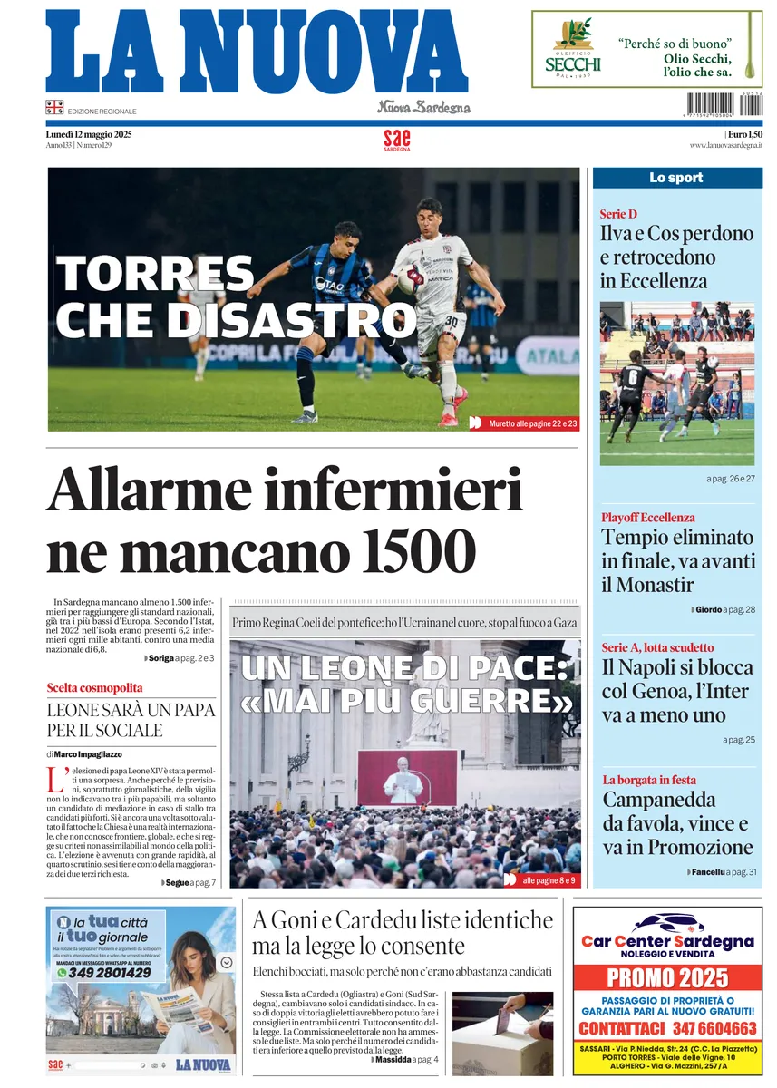 Prima-pagina-la-nuova-sardegna-oggi-oggi-edizione-del-2025-05-12