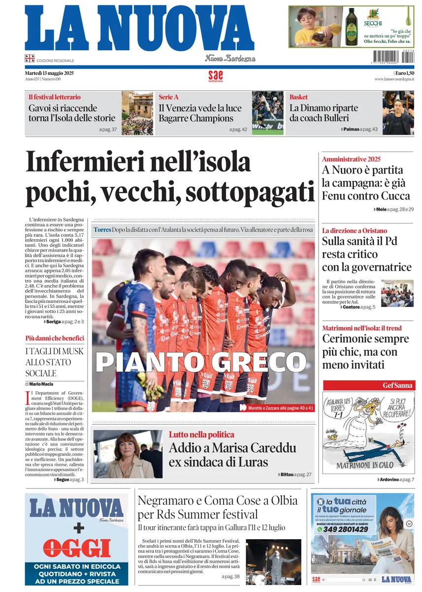 Prima-pagina-la-nuova-sardegna-oggi-oggi-edizione-del-2025-05-13