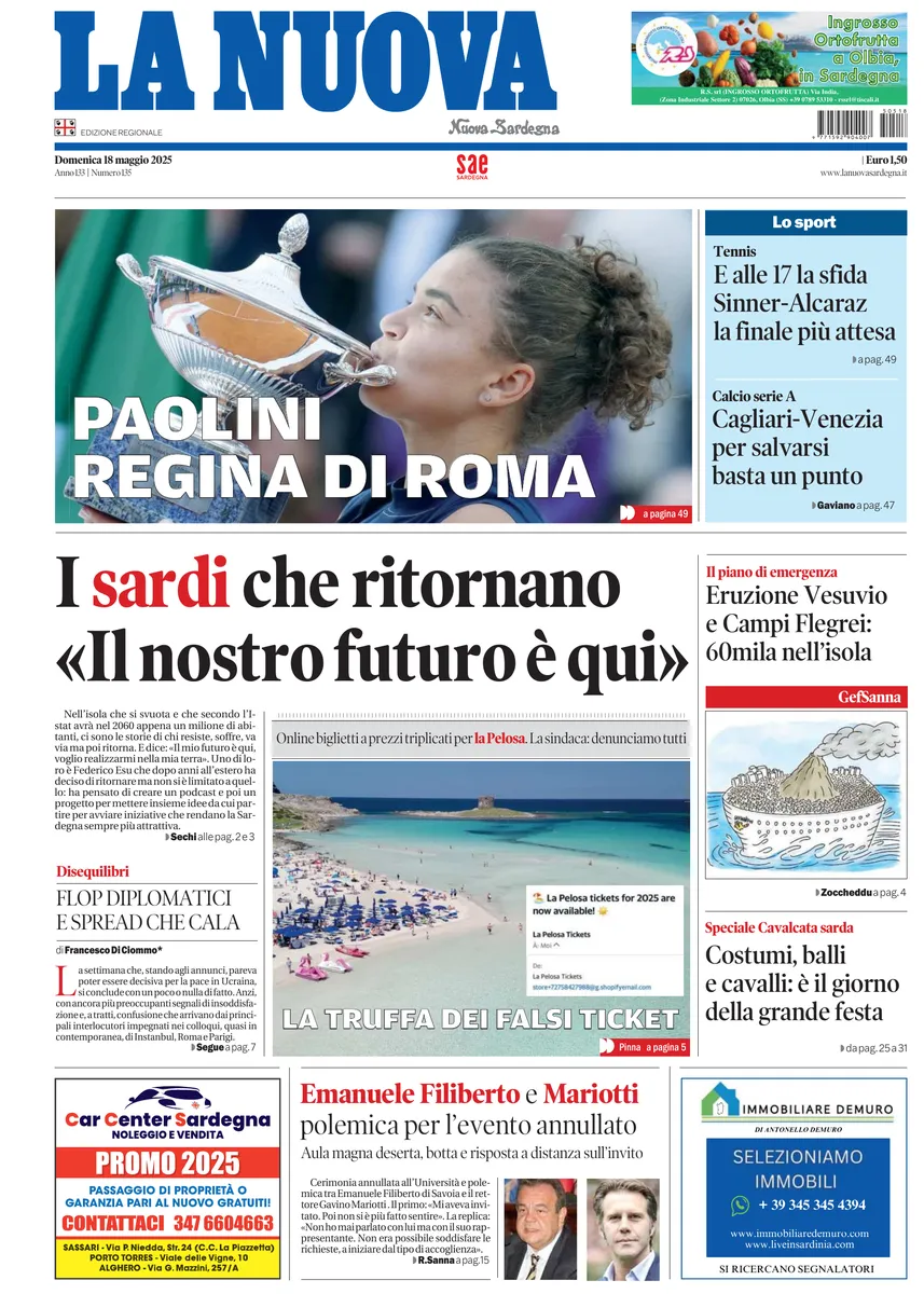 Prima-pagina-la-nuova-sardegna-oggi-oggi-edizione-del-2025-05-18