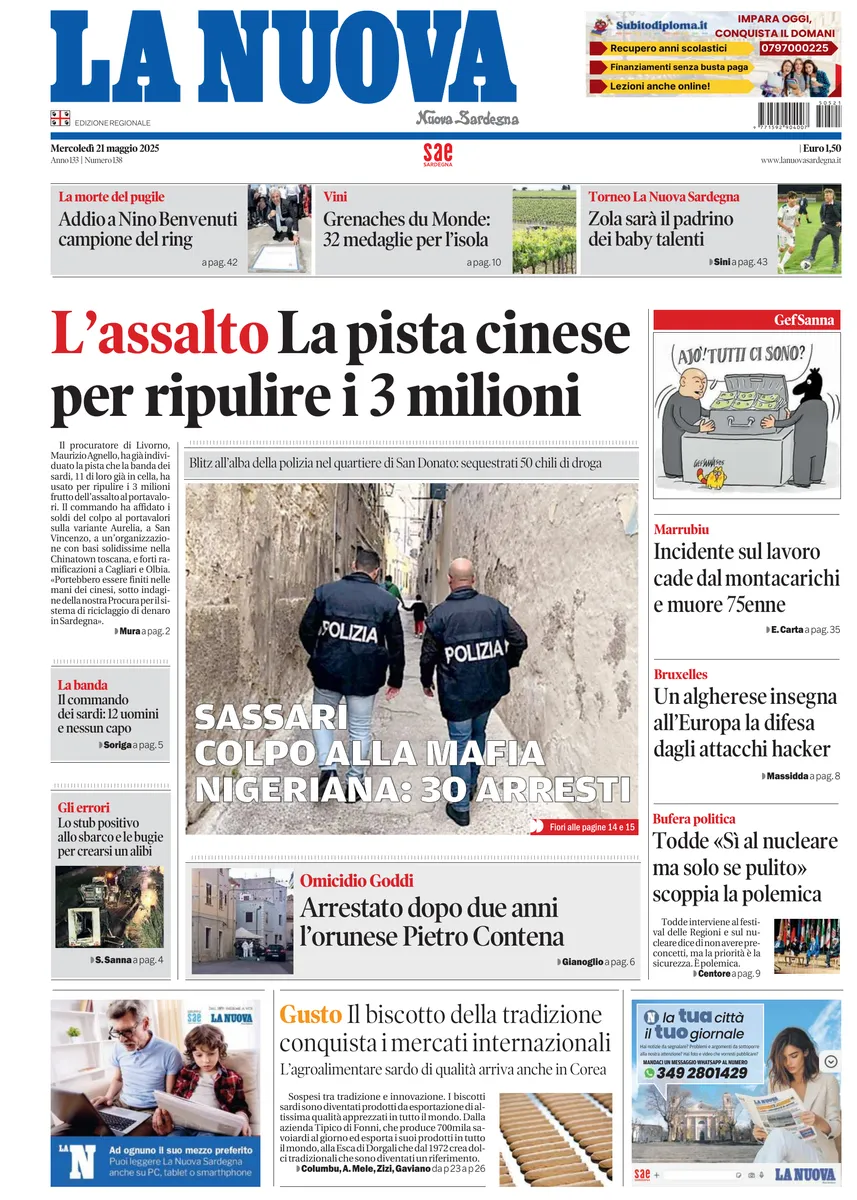 Prima-pagina-la-nuova-sardegna-oggi-oggi-edizione-del-2025-05-21