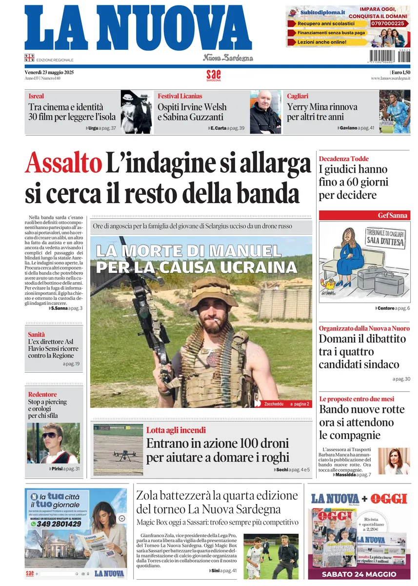 Prima-pagina-la-nuova-sardegna-oggi-oggi-edizione-del-2025-05-23