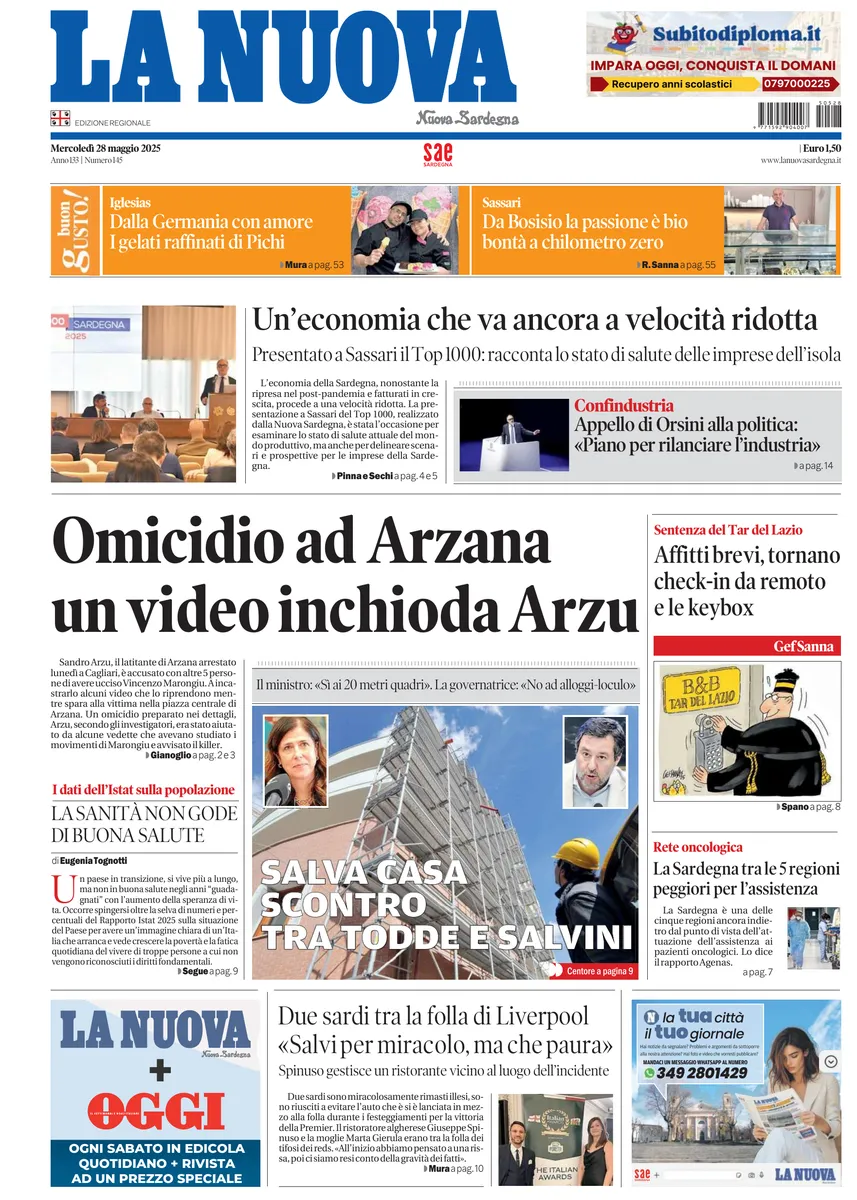 Prima-pagina-la-nuova-sardegna-oggi-oggi-edizione-del-2025-05-28