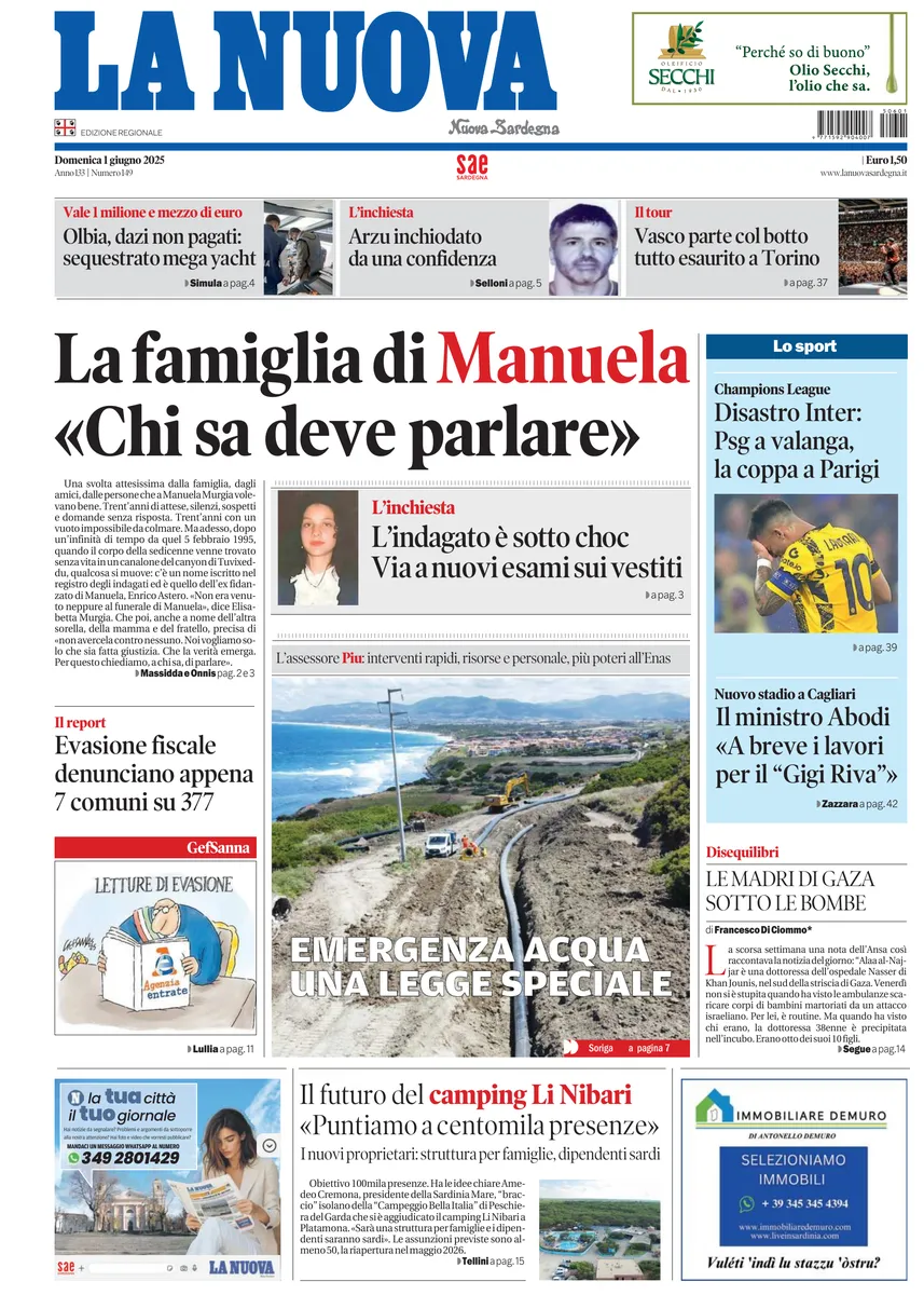 Prima-pagina-la-nuova-sardegna-oggi-oggi-edizione-del-2025-06-01