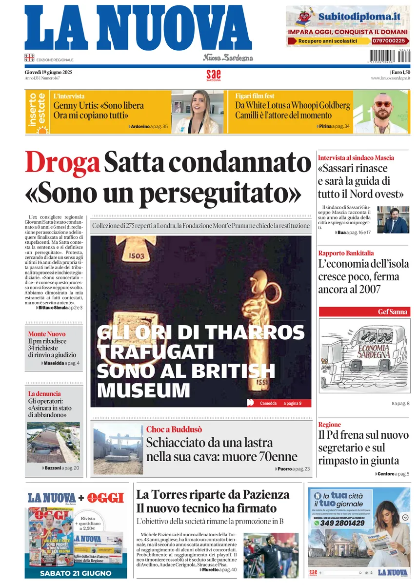 Prima-pagina-la-nuova-sardegna-oggi-oggi-edizione-del-2025-06-19
