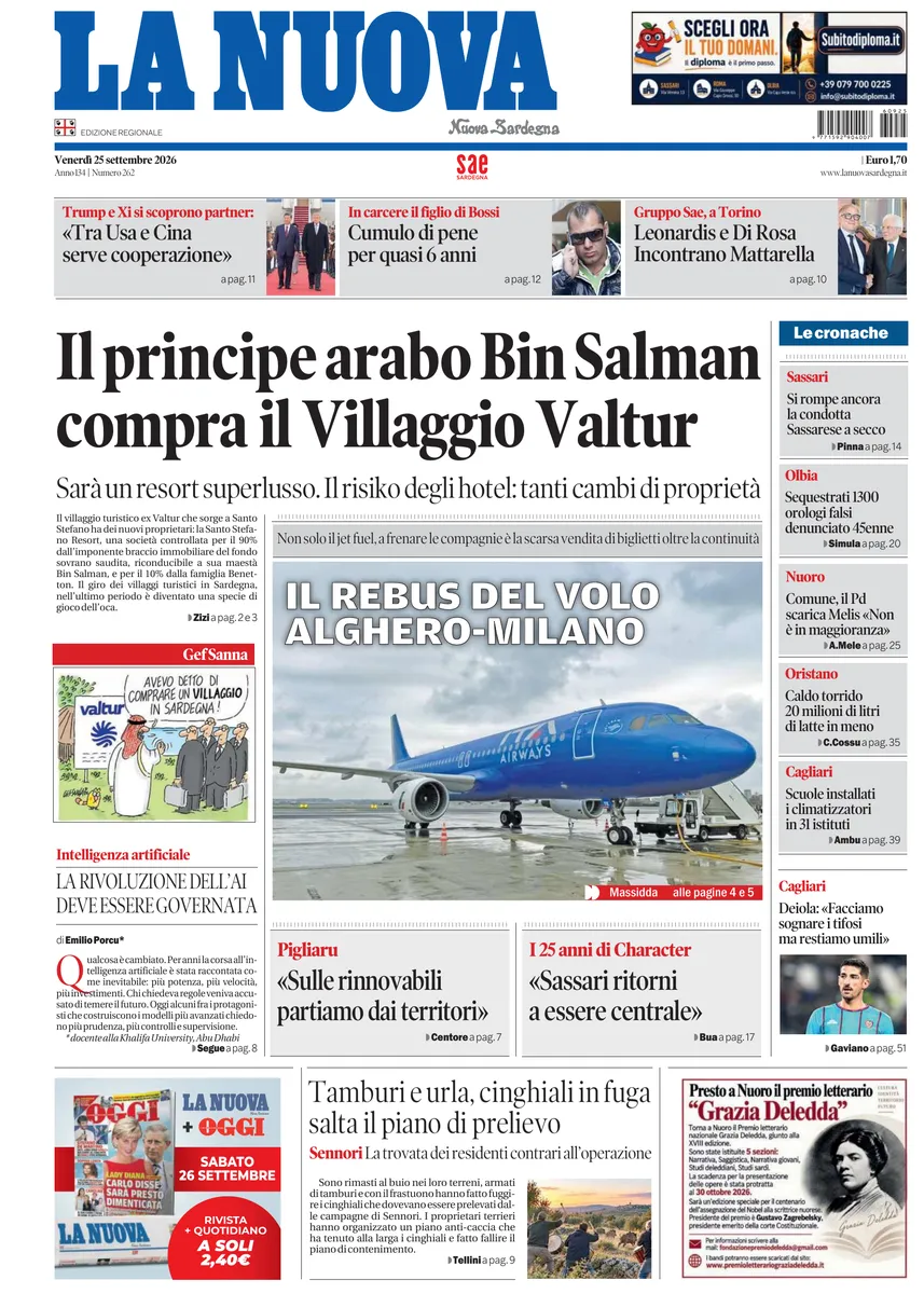 Prima-pagina-la-nuova-sardegna-oggi-oggi-edizione-del-2026-09-25