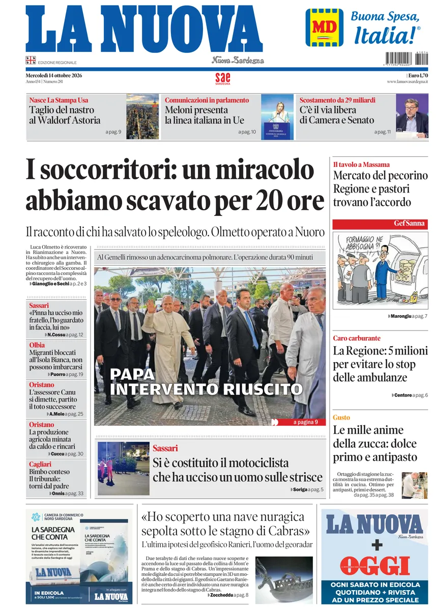 Prima-pagina-la-nuova-sardegna-oggi-oggi-edizione-del-2026-10-14