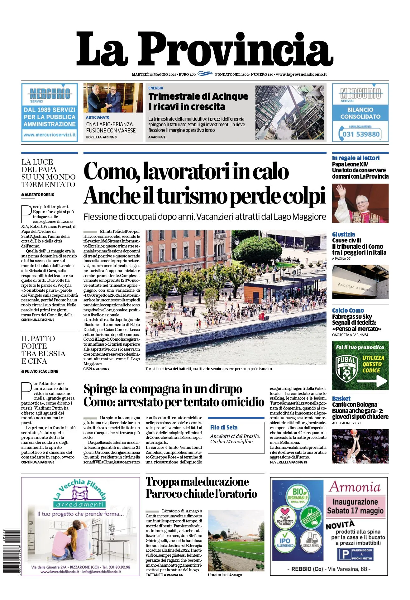 Prima-pagina-la-provincia-oggi-oggi-edizione-del-2025-05-13