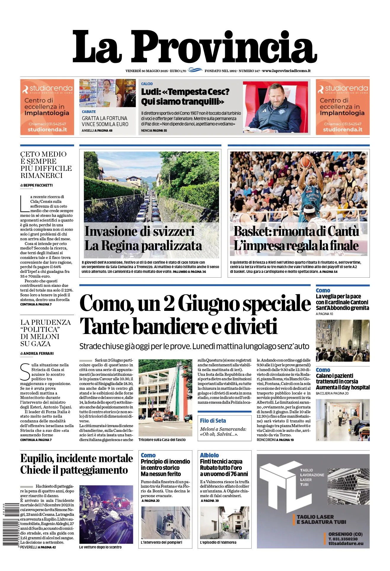 Prima-pagina-la-provincia-oggi-oggi-edizione-del-2025-05-30