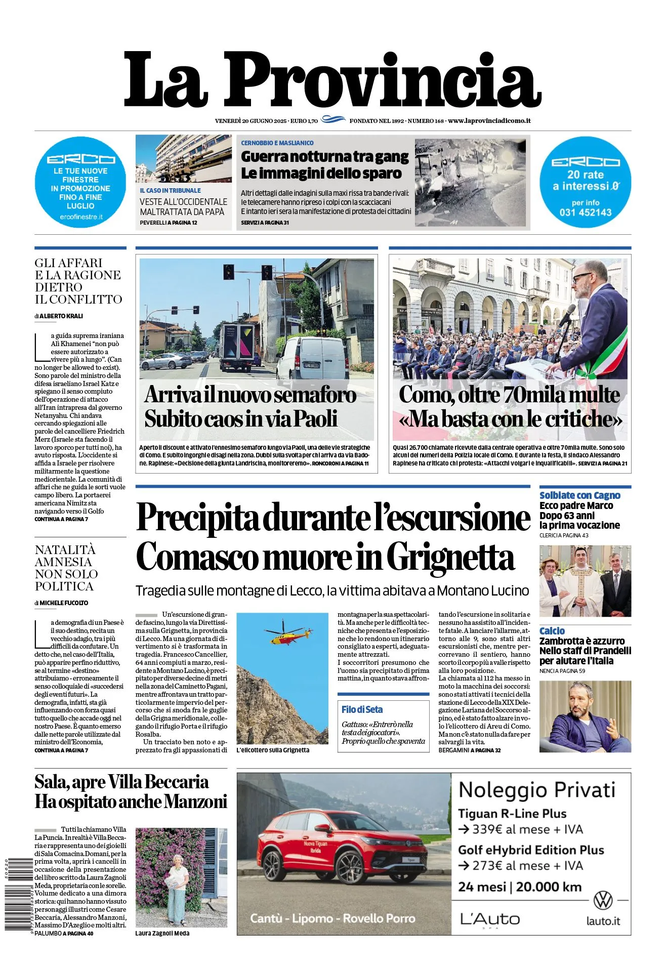Prima-pagina-la-provincia-oggi-oggi-edizione-del-2025-06-20